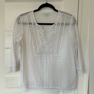 J Jill White Eyelet Top